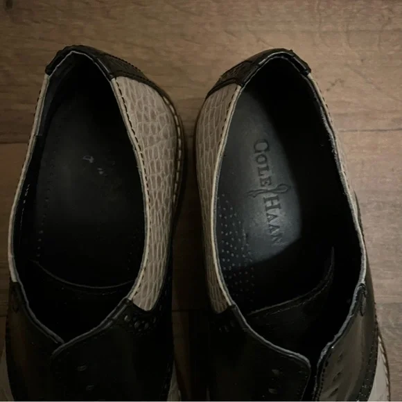 955-/Cole Haan Black:Gray Oxford Leather. Men's Dress Shoes Sz 10 Fits Like 9.5 - Picture 4 of 14